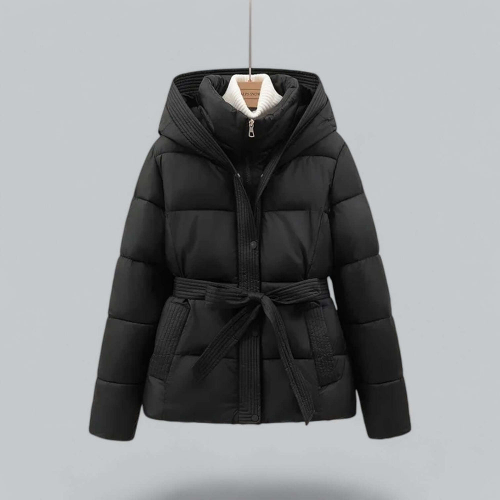 Parka Femme Hiver | Capuche Coupe Mi Longue Protectrice Chic in Noir#couleur_noir