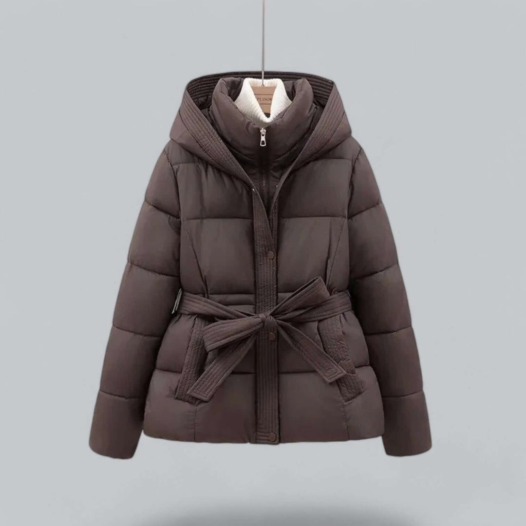 Parka Femme Hiver | Capuche Coupe Mi Longue Protectrice Chic in Chocolat#couleur_chocolat
