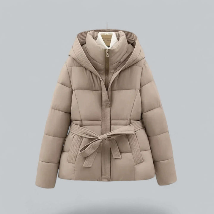 Parka Femme Matelassé à Capuche | Ceinture et Coupe Chaude – Kaki#couleur_kaki