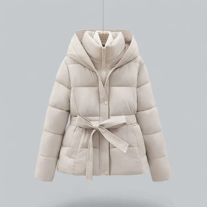 Parka Femme Matelassé à Capuche | Ceinture et Coupe Chaude – Écru#couleur_cru