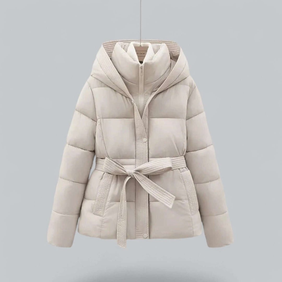 Parka Femme Hiver | Capuche Coupe Mi Longue Protectrice Chic in Écru#couleur_cru