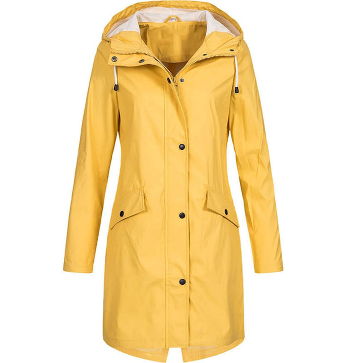 Parka Femme Imperméable avec Capuche | Coupe Longue et Zip in Jaune#couleur_jaune