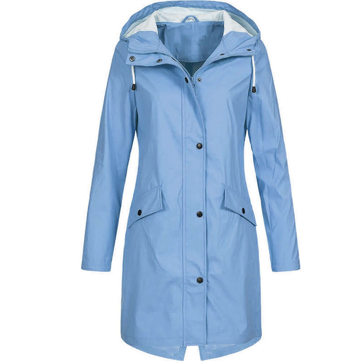 Parka Femme Imperméable avec Capuche | Coupe Longue et Zip in Bleu clair#couleur_bleu-clair