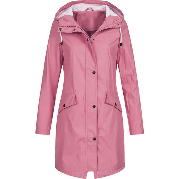 Parka Femme Imperméable avec Capuche | Coupe Longue et Zip in Rose#couleur_rose