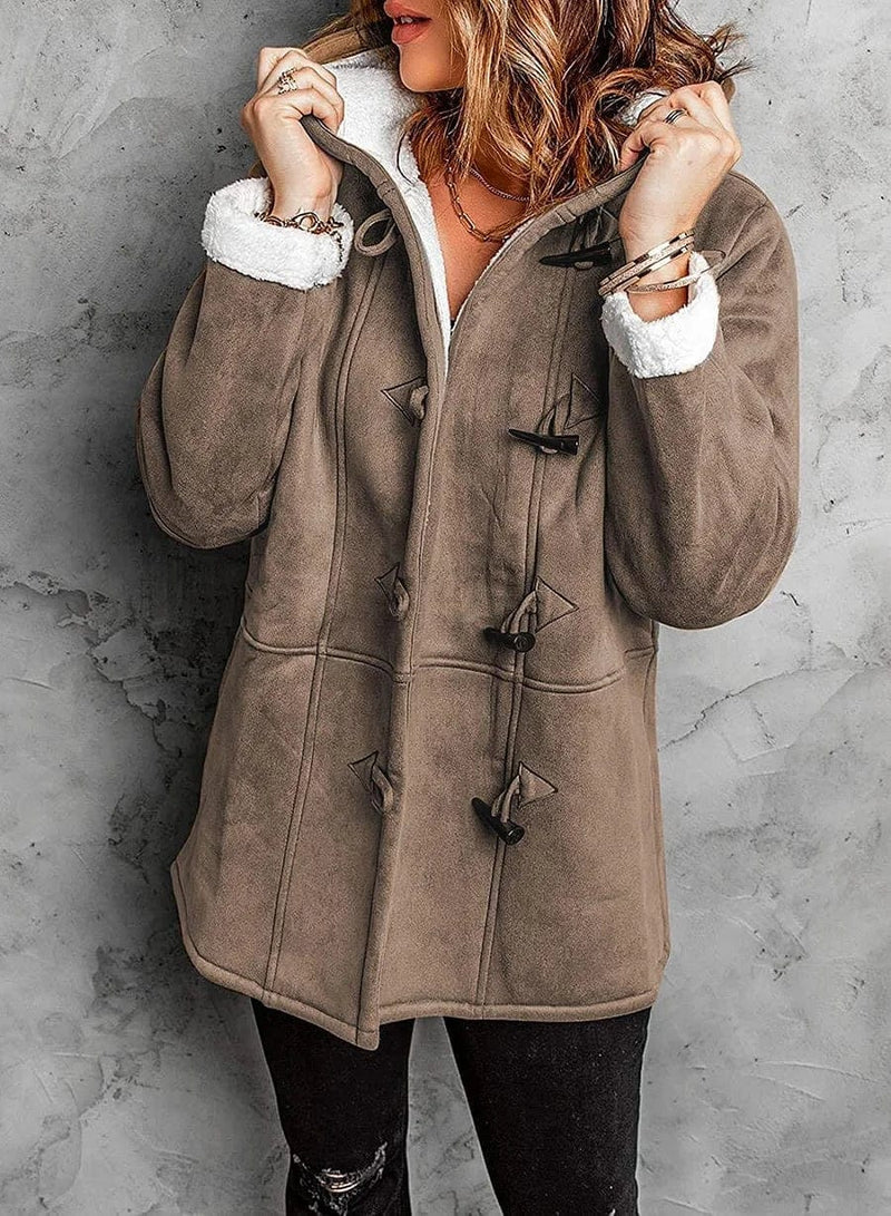 Manteau Court Doublé Sherpa | Fermeture à Bûchettes Douillet – Taupe #couleur_taupe