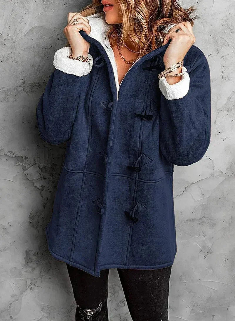 Manteau Court Doublé Sherpa | Fermeture à Bûchettes Douillet – Marine #couleur_marine
