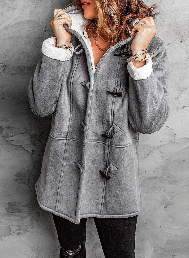 Manteau Court Doublé Sherpa | Fermeture à Bûchettes Douillet – Gris #couleur_gris