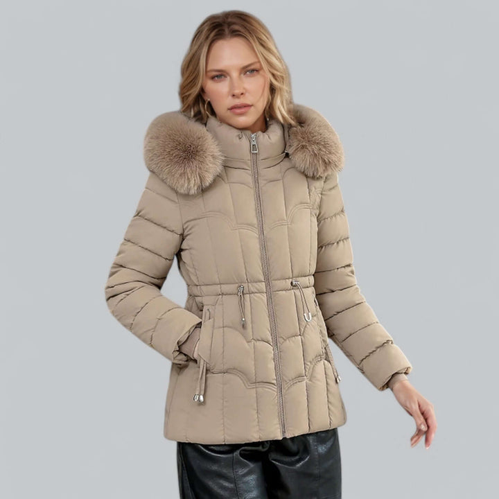 Parka Femme Rembourrée | Capuche Coupe Droite Confortable Chic in Kaki#couleur_kaki