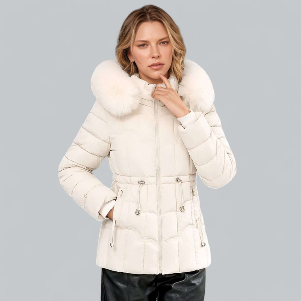 Parka Femme Rembourrée | Capuche Coupe Droite Confortable Chic in Beige#couleur_beige