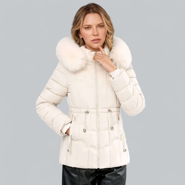 Parka Femme Rembourrée | Capuche Coupe Droite Confortable Chic in Beige#couleur_beige