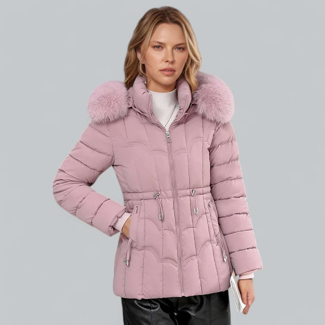 Parka Femme Rembourrée | Capuche Coupe Droite Confortable Chic in Rose#couleur_rose