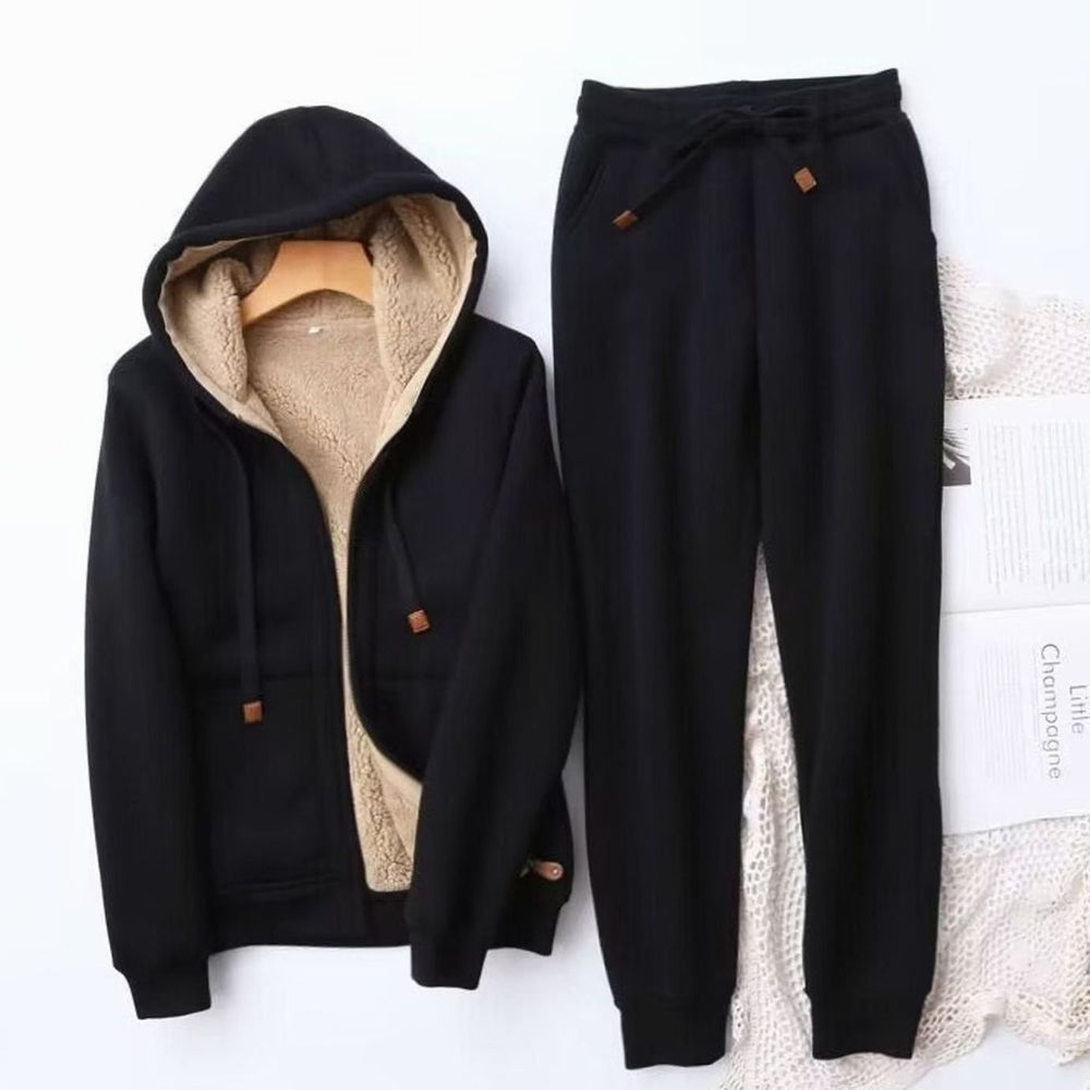 Veste Polaire Femme Doublée à Capuche | Fermeture Zippée – Noir#couleur_noir