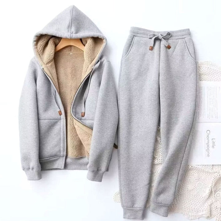 Veste Polaire Femme Doublée à Capuche | Fermeture Zippée – Gris#couleur_gris
