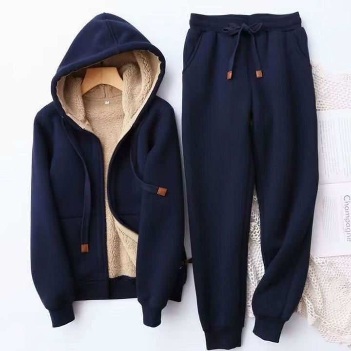 Veste Polaire Femme Doublée à Capuche | Fermeture Zippée – Bleu#couleur_bleu