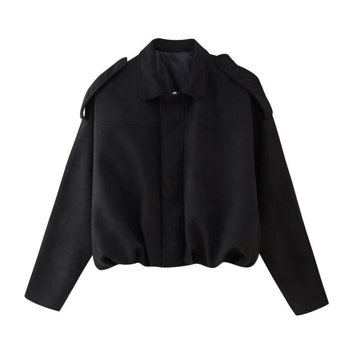 Bomber Femme Vintage Aspect Daim | Coupe Oversize et Trois Tons in Noir#couleur_noir