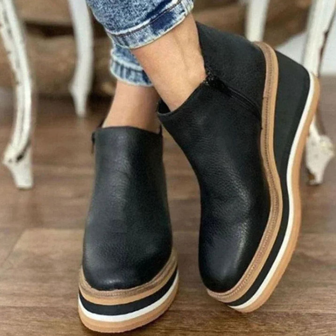 Chelsea Boots Femme Compensées | Plateforme à Enfiler in Noir#couleur_noir