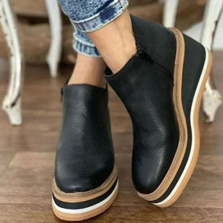 Chelsea Boots Femme Compensées | Plateforme à Enfiler in Noir#couleur_noir