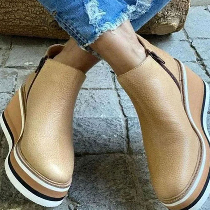 Chelsea Boots Femme Compensées | Plateforme à Enfiler in Kaki#couleur_kaki