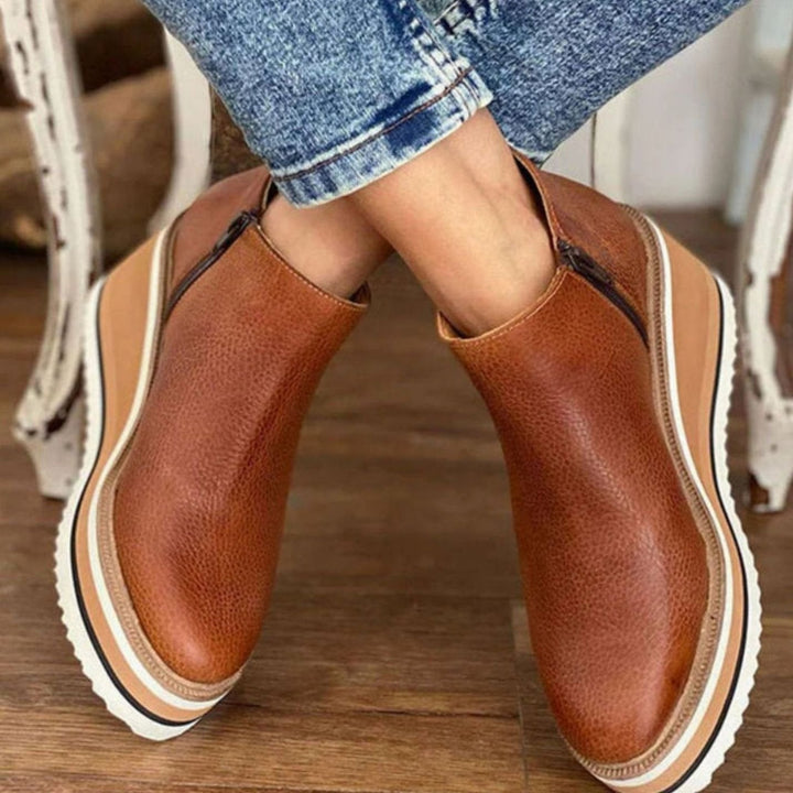 Chelsea Boots Femme Compensées | Plateforme à Enfiler in Marron#couleur_marron
